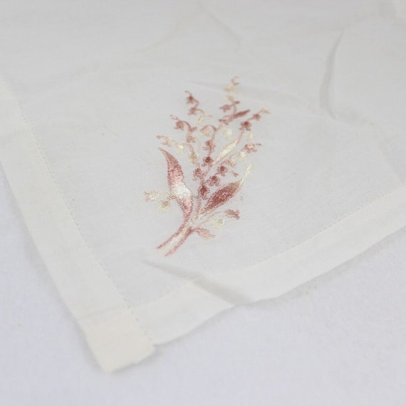 Vintage Embroidered Handkerchief White Dainty Bro… - image 3