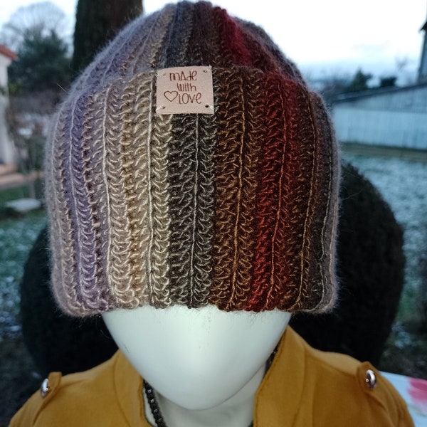 Bonnet femme en laine fait main