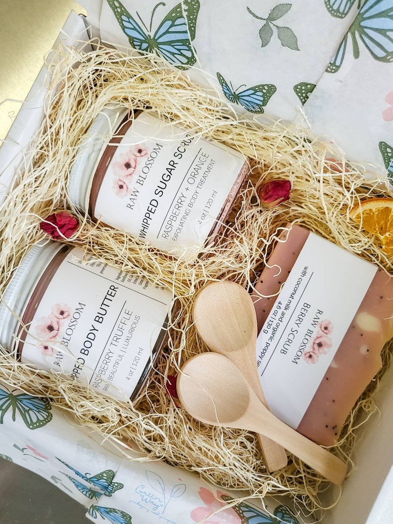 Mother's day gift set Vegan body butter, natural handmade soap, sugar scrub Self care gift package image 2