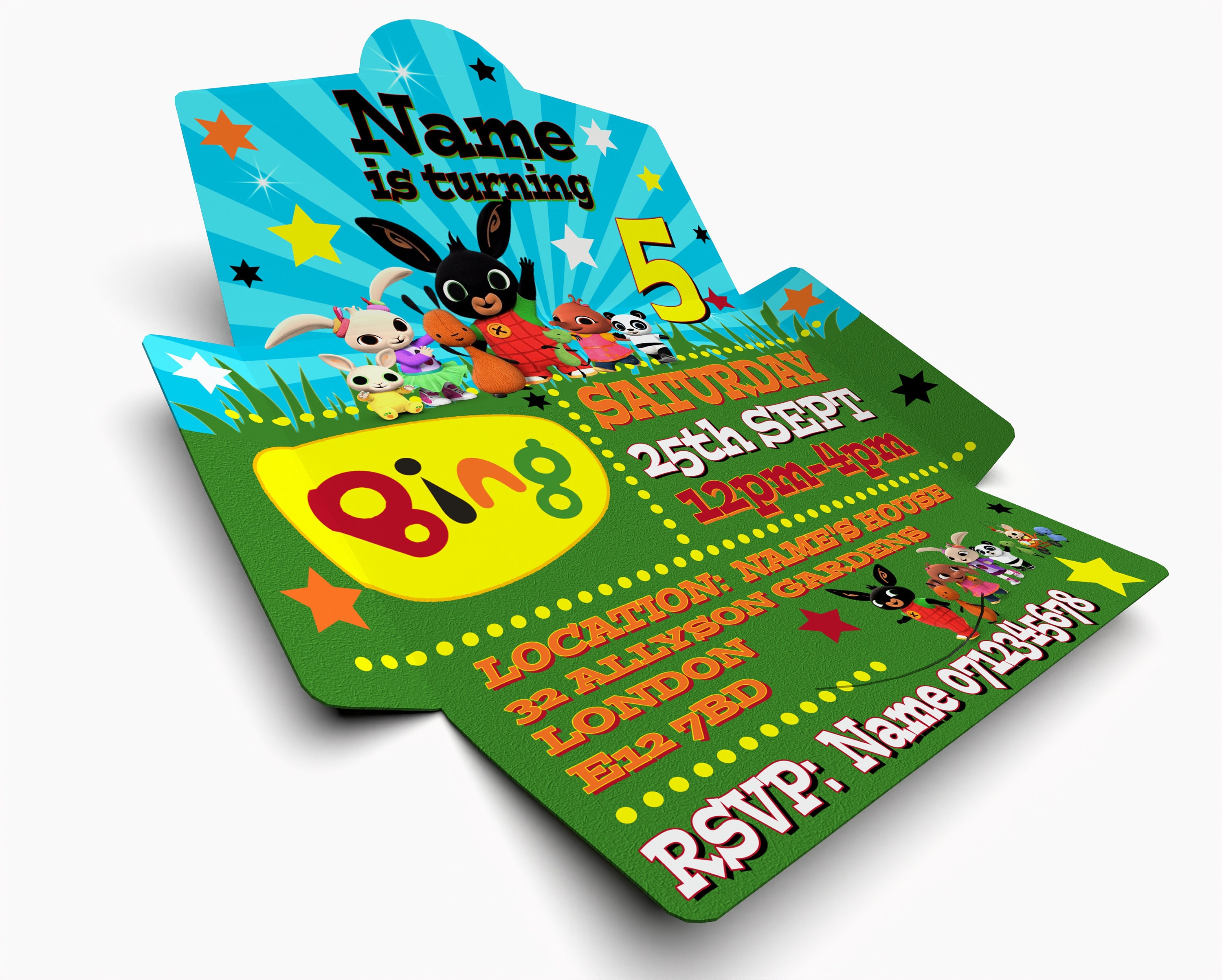 BingBunny Personalised Birthday Party Envitations Birthday Etsy