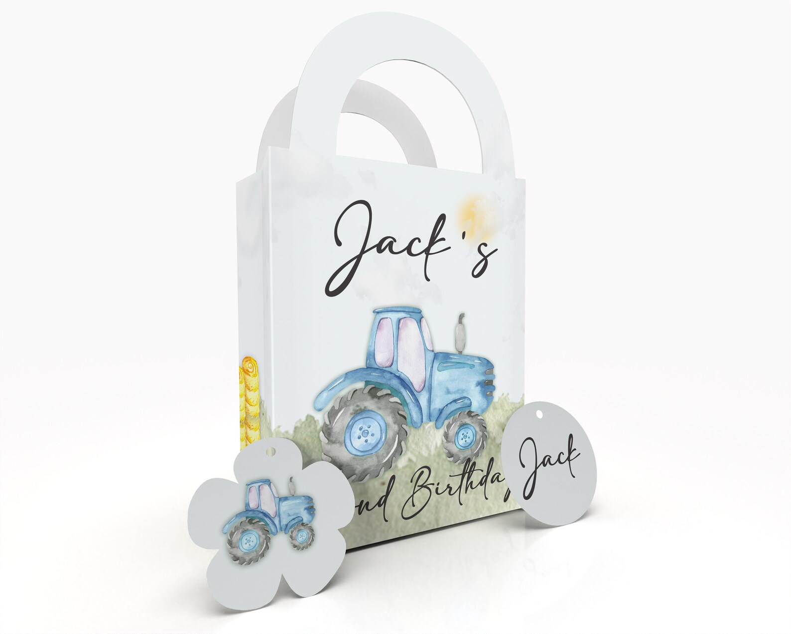 Personalised Blue Tractor Themed Gift Bag Party Bag Fully Etsy