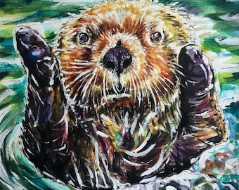 Otter Watercolor Painting - Original