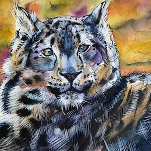 Snow Leopard Watercolor - Original