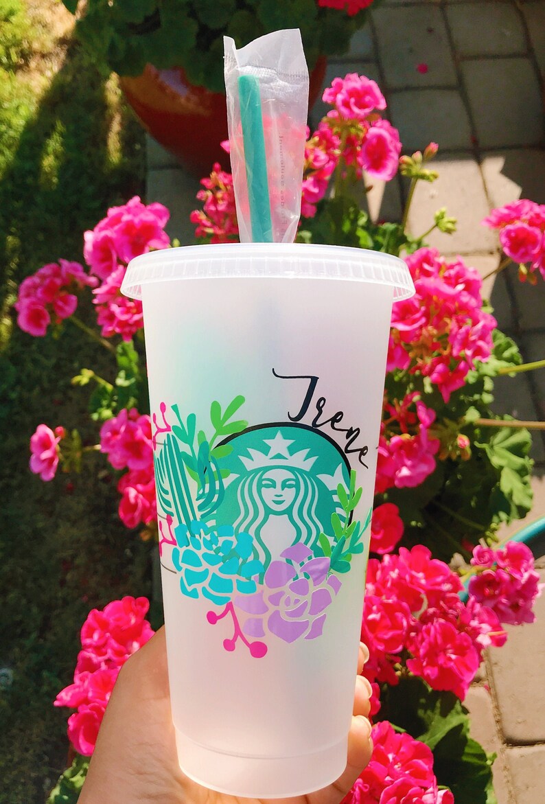 Personalized Starbucks Cup Succulent Cup Venti Cup Iced Etsy