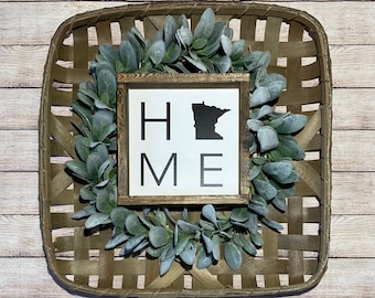 Home Sign | Home Sign With State | Wooden Home Sign |  Farmhouse Wooden Sign | Home State Sign