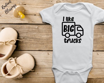 I like big trucks - Baby Bib / Onesie® | Truck Bib / Onesie® | Big Truck Bib / Onesie® | Car Bib / Onesie®