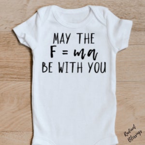 May the Fma Be With You Baby Bib / Onesie® Funny Science Pun Bib / Onesie® Star Wars Themed Bib / Onesie® Physics Pun Bib / Onesie® image 4