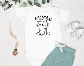 Meow - Baby Bib / Onesie® | Cute Cat Bib / Onesie® | Cat Bib / Onesie® | Animal Bib / Onesie® | Kitten Bib / Onesie®