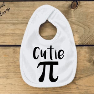 Cutie Pi pie Baby Bib / Onesie® Funny Math Pun Bib / Onesie® Cute Math Pun Bib / Onesie® Pi Bib / Onesie® image 3