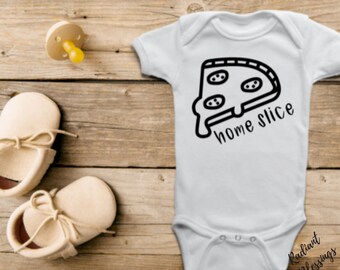 Home Slice - Baby Bib / Onesie® | Cute Pizza Pun Bib / Onesie® | Pizza Pun Bib / Onesie® | Food Pun Bib / Onesie®