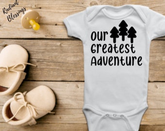 Our Greatest Adventure - Baby Bib / Onesie® | Pregnancy / Birth Announcement Bib / Onesie®