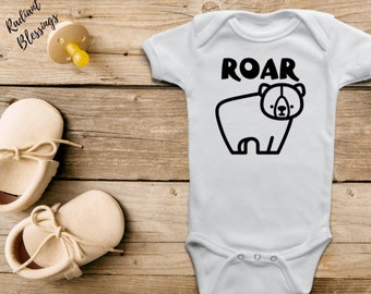 Roar - Baby Bib / Onesie® | Bear Bib / Onesie®  | Animal Theme Bib / Onesie® |  Cute Bear Bib / Onesie®