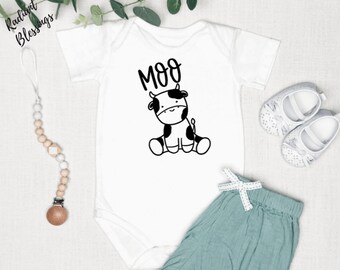 Moo - Baby Bib / Onesie® | Baby Cow Bib / Onesie® | Cute Animals Bib / Onesie® | Cow Bib / Onesie®