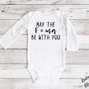 May the Fma Be With You Baby Bib / Onesie® Funny Science Pun Bib / Onesie® Star Wars Themed Bib / Onesie® Physics Pun Bib / Onesie® image 2