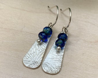 Bohemian Silver Dangle Earrings with Glass Bead Accents
