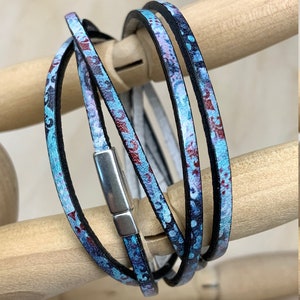 5 Wrap Leather Bracelet in Blues and Purples image 3