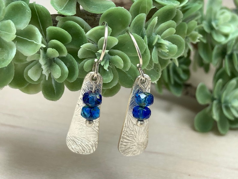 Bohemian Silver Dangle Earrings with Glass Bead Accents