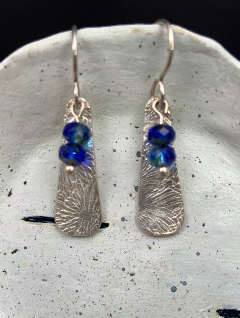 Bohemian Silver Dangle Earrings with Glass Bead Accents
