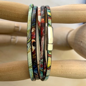 Colorful Swirl Patterned Leather Wrap Bracelet image 5