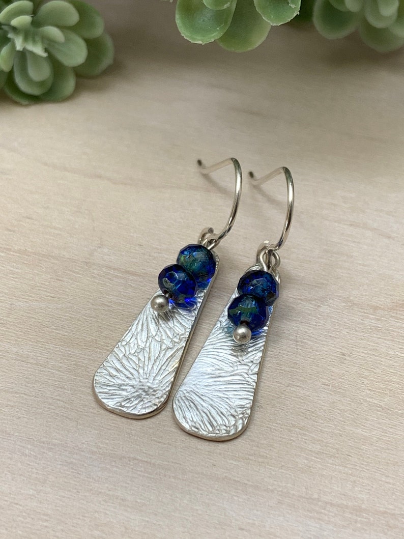 Bohemian Silver Dangle Earrings with Glass Bead Accents