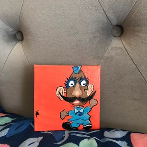 Vintage Mr. potatohead 4x4 acrylic painting