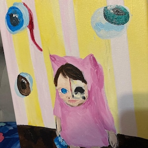 Hand painted skeleton doll art 8x10