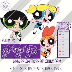 Powder Puff Girls, Powder Puff Girls SVG, Powder Puff Girls Clipart Powder Puff Girls cut file, Powder Puff Girls Birthday