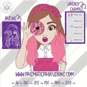 Girl Holding Doughnut, Girl Holding Doughnut SVG, Girl Holding Doughnut Clipart Girl Holding Doughnut cut file, Birthday, donut