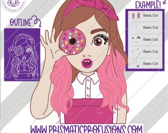 Girl Holding Doughnut, Girl Holding Doughnut SVG, Girl Holding Doughnut Clipart Girl Holding Doughnut cut file, Birthday, donut
