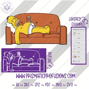 Sleeping Homer Simpson, Sleeping Homer Simpson SVG, Sleeping Homer Simpson Clipart Sleeping Homer Simpson cut bestand, verjaardag