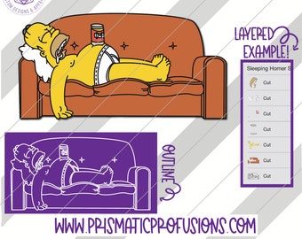 Schlafenhomer Simpson, schlafen Homer Simpson SVG, schlafen Homer Simpson Clipart schlafen Homer Simpson geschnitten Datei, Geburtstag