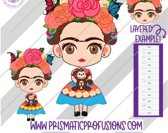 Frida Kahlo, Frida Kahlo SVG, Frida Kahlo Clipart Frida Kahlo cut file, Frida Kahlo Birthday