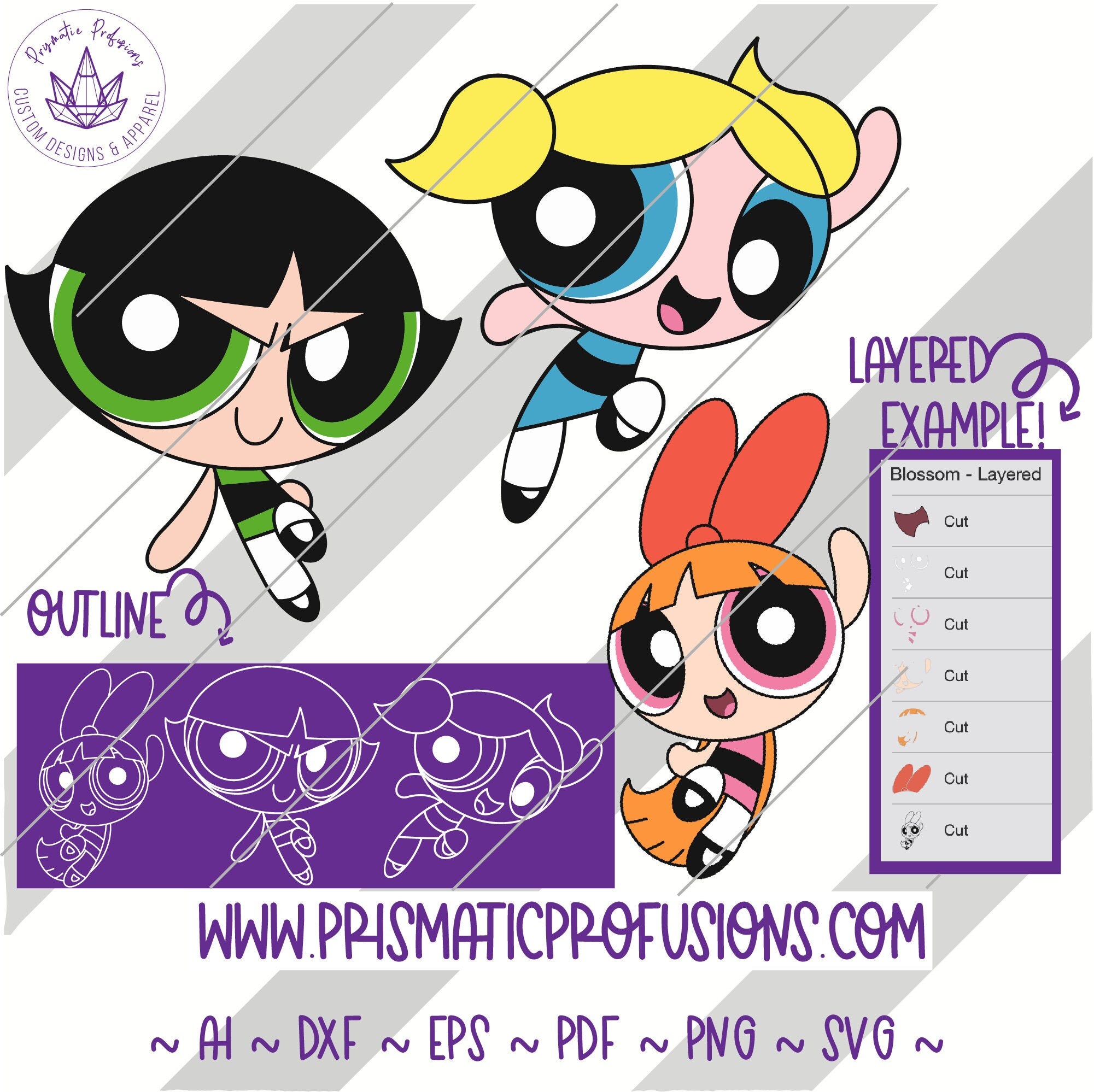 Powder Puff Girls Powder Puff Girls SVG Powder Puff Girls Etsy