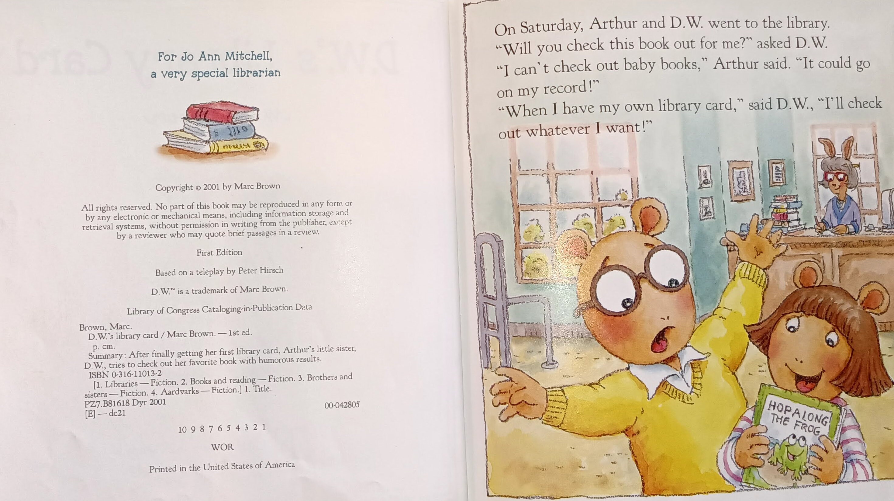 D W s Library Card 1st Edition By Marc Brown Hardback Etsy