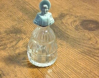 Mini Clear Glass/Plastic Dime store " Victorian Lady" Shape 2.5"  Perfume Bottle used