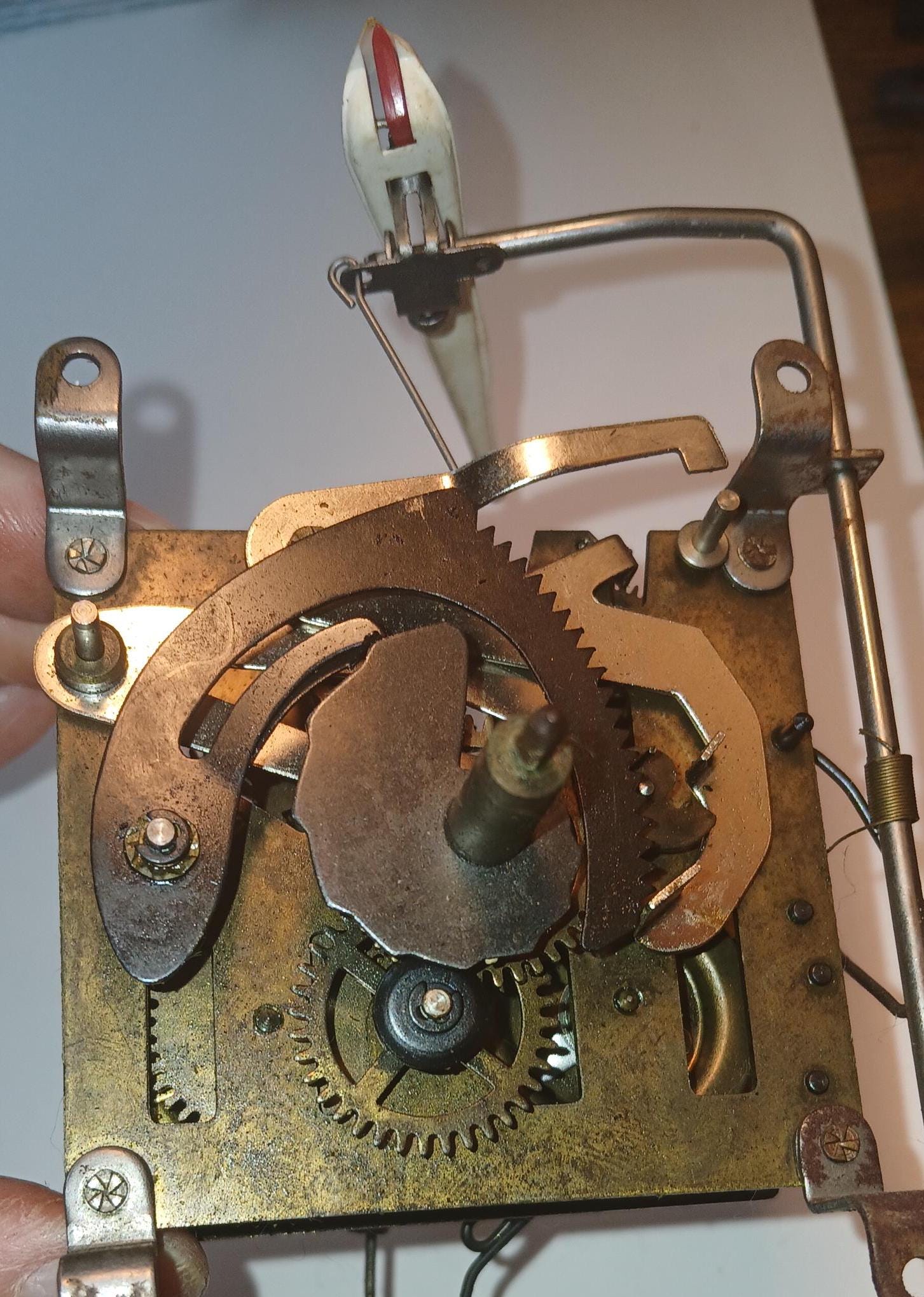 Brass Cuckoo Clock Movement With Wooden Bird by Hubert Herr Made