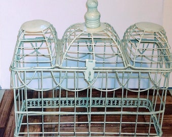 White Metal Victorian Style Open Top Bird Cage used