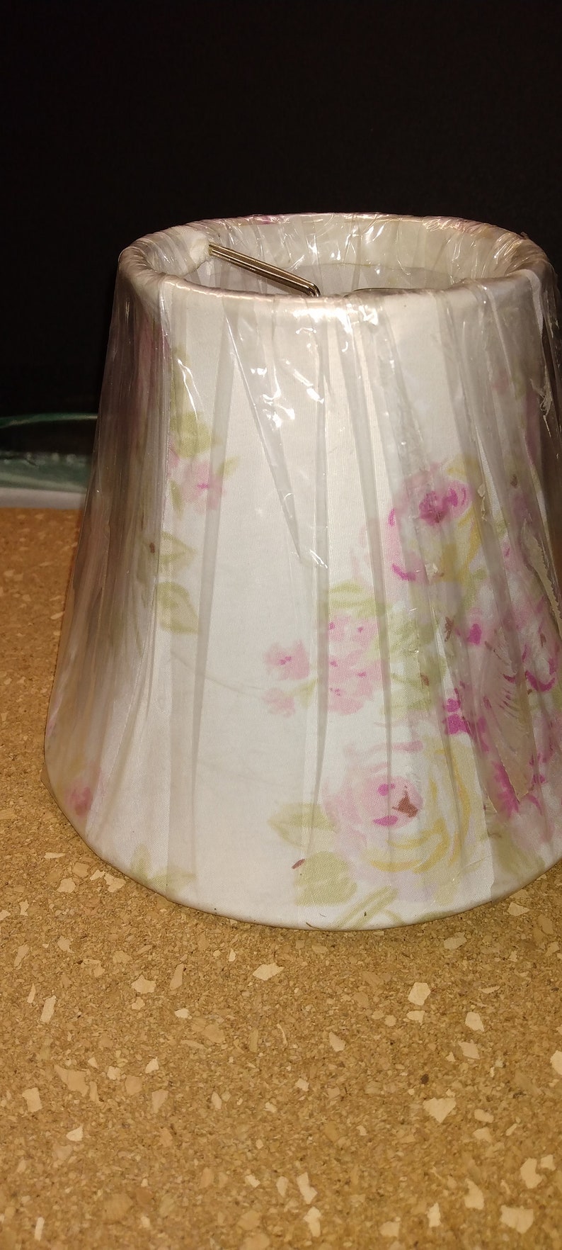 White Fabric Lampshade With Country Pink Roses Used Etsy