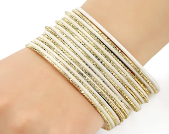 Bracelets joncs en or recouverts d'émail : ensemble de bracelets en métal colorés (20 pcs)