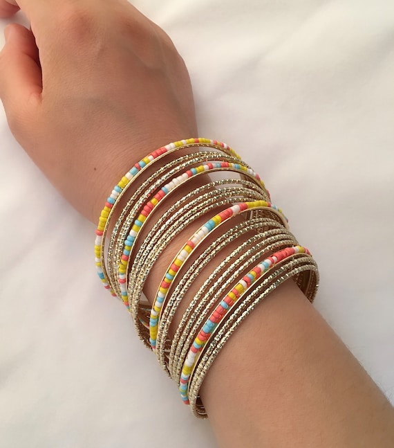 Brass bracelets, 7 bracelets, African jewellery by liztrade6 - Cuff bra -  Afrikrea