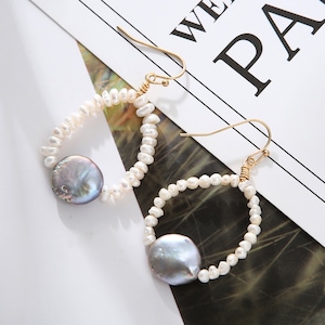 Real Freshwater Pearl Gold Fish Hook Earrings, Baroque Pearl Earrings, Bridesmaid Earrings, Real Pearl Earrings, Earring Jewelry Gift