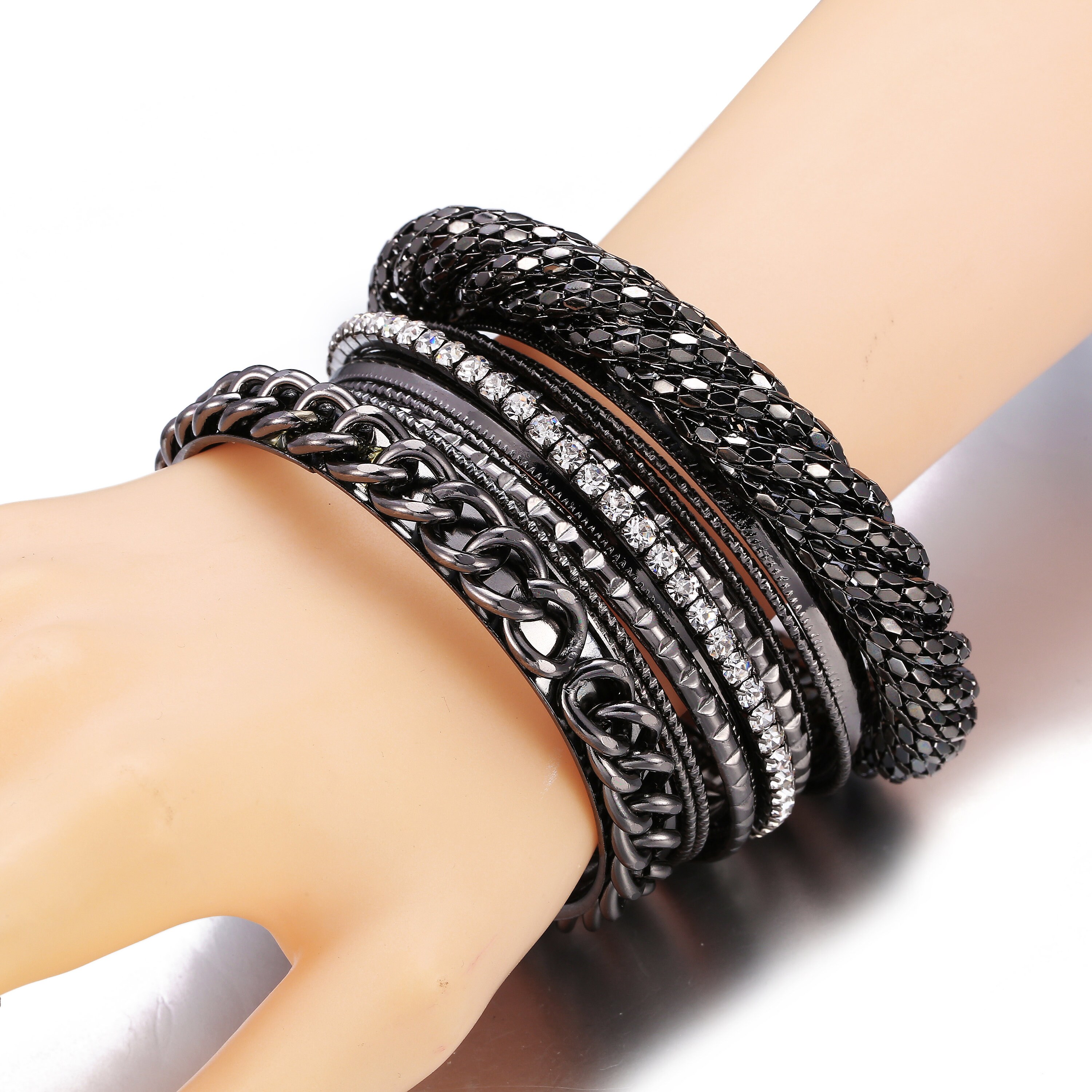 Indian African Vintage Multiple Metal Bangle Bracelets Set