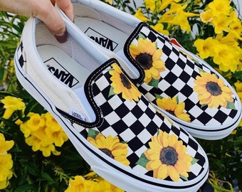 checkerboard flower vans