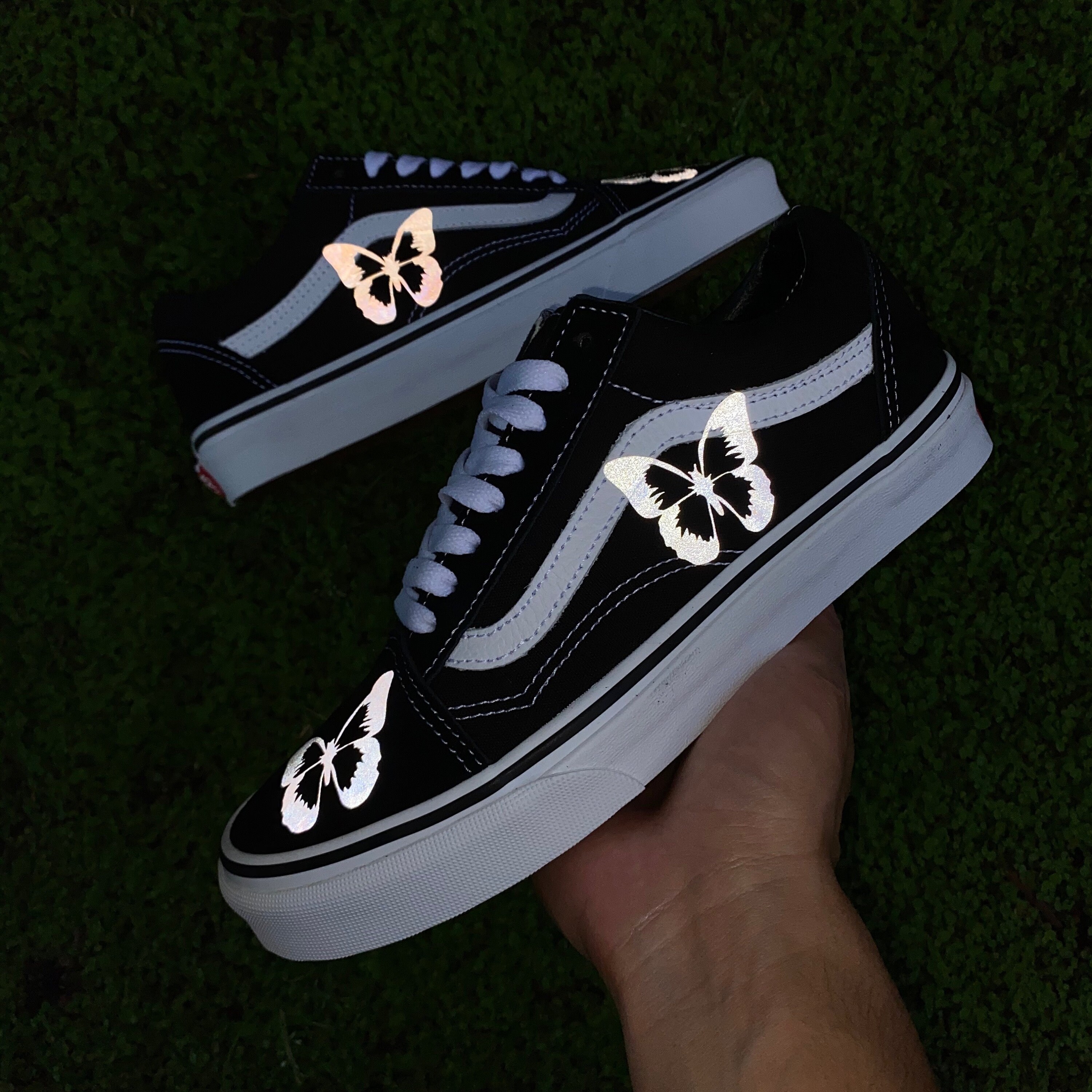 Reflective Monarch Butterfly Vans FAST FREE SHIPPING Old Skool Etsy