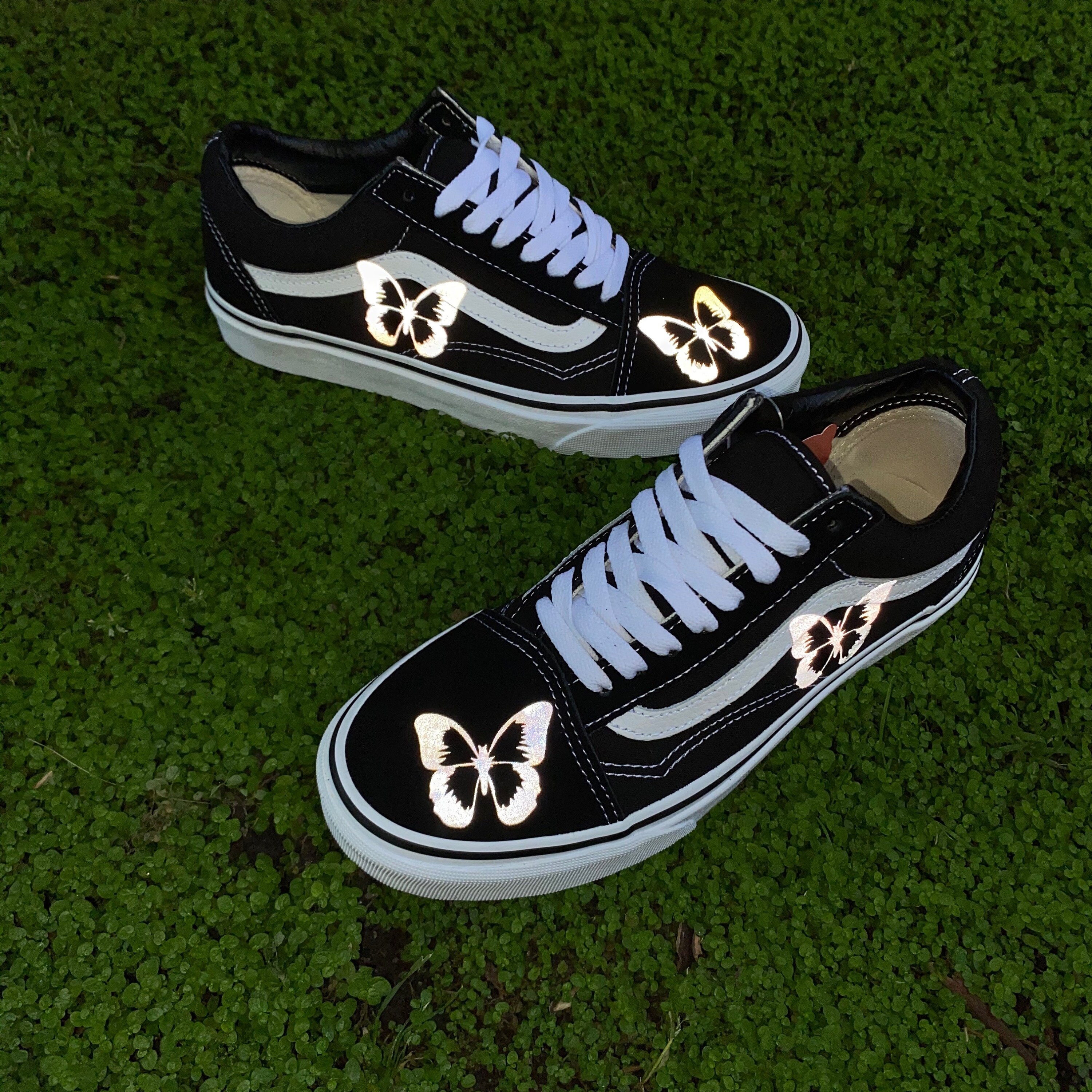 Reflective Monarch Butterfly Vans FAST FREE SHIPPING Old Skool Etsy