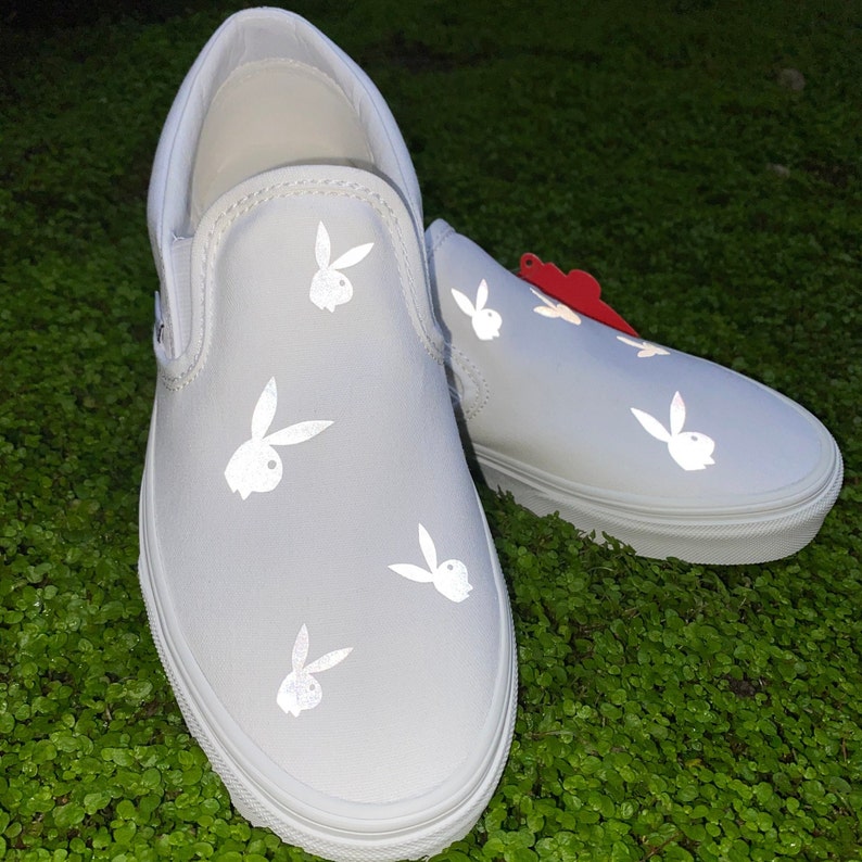 Reflective Bunny Vans FAST FREE SHIPPING Slip on Classic | Etsy