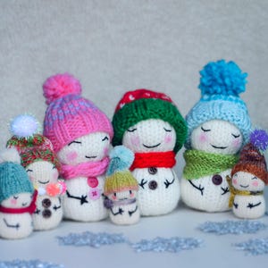Tiny Snowmen Knitting Pattern. PDF file. Instant Digital Download Only.