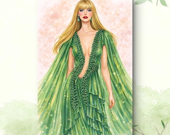 Taylor Swift Folklore Fashion Illustration Dress woodland fairy fantasy
