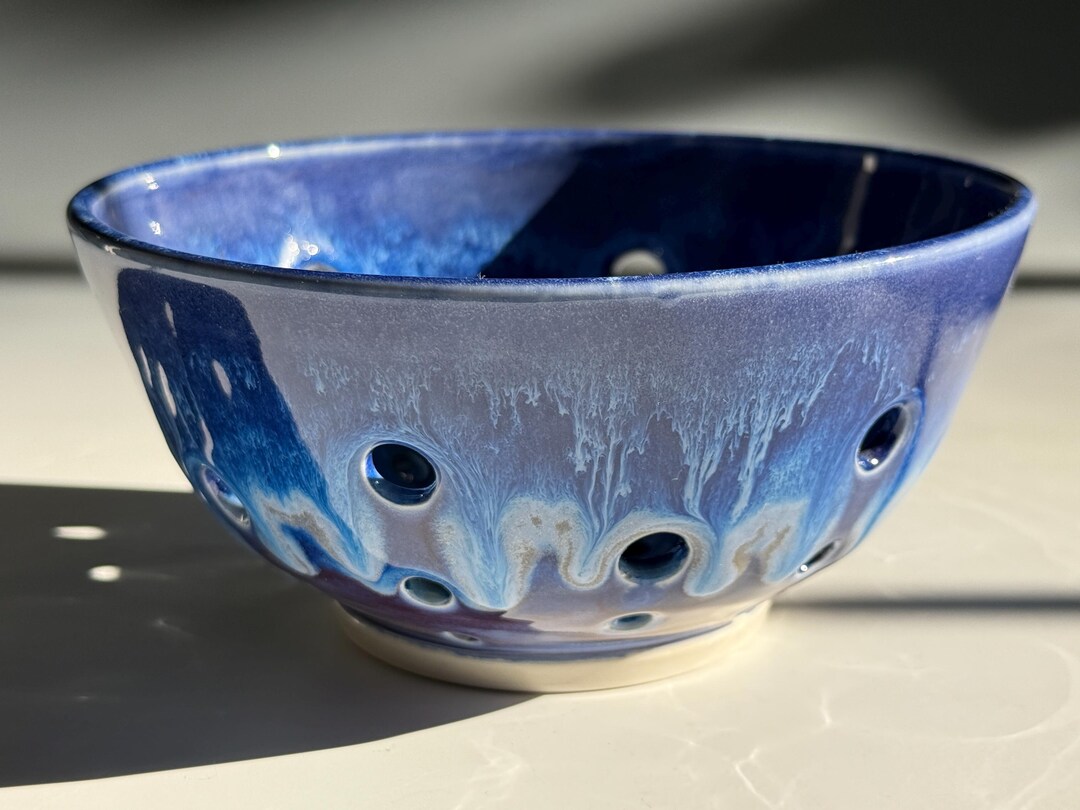 Handmade, Wheel-thrown Ceramic Blue and Purple Porcelain Berry Bowl ...