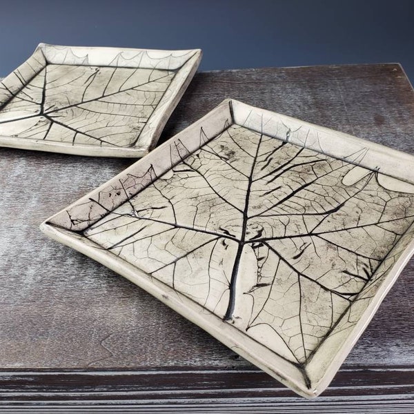Ceramic leaf shaped plates etsy